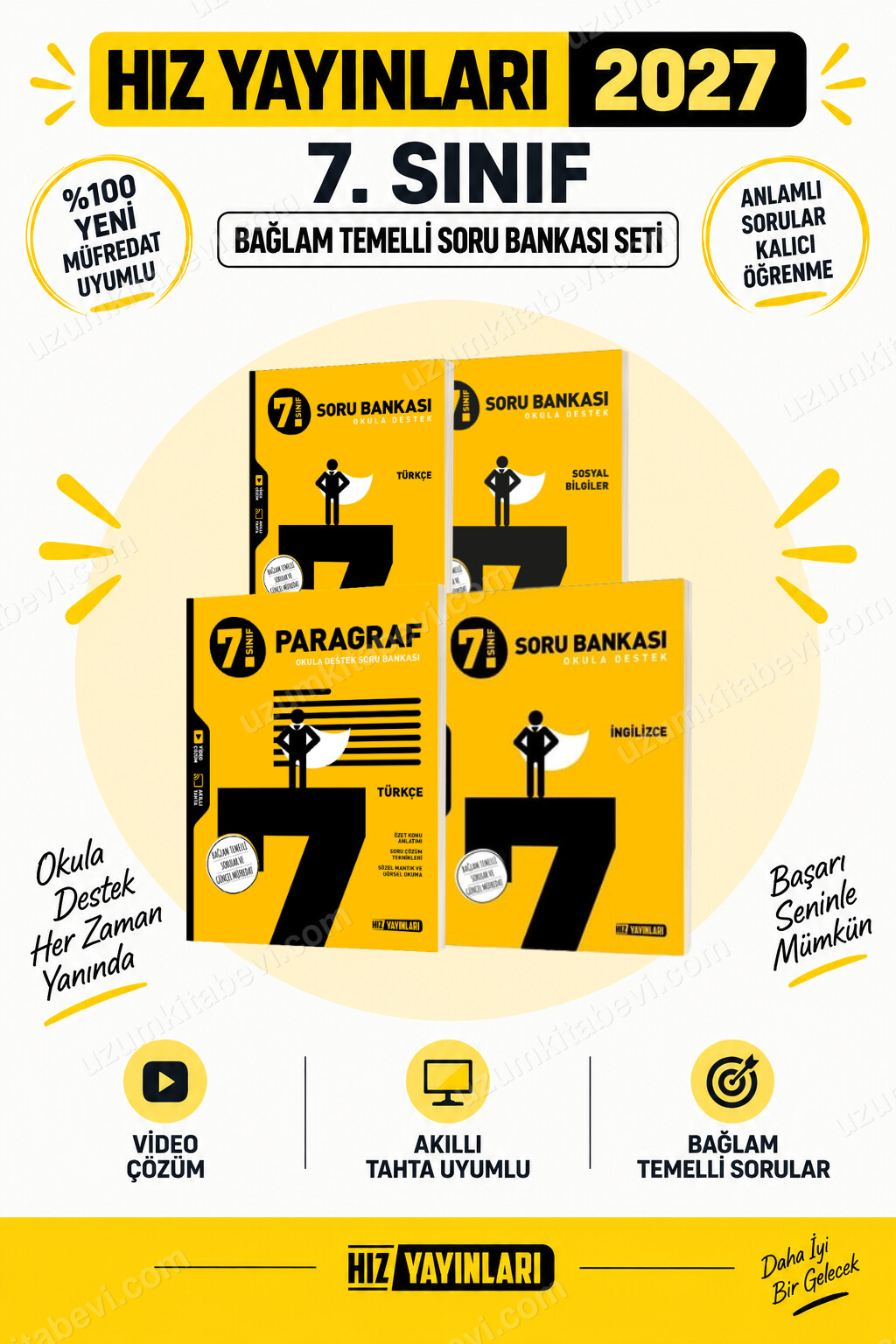 Hız Yayınları Hız 2027 7.Sınıf Türkçe-Parag-Sos-İng %100 Maarif Yeni Müfredat Beceri Temelli Soru Bankası Seti - Hız Yayınları kitap kapağı