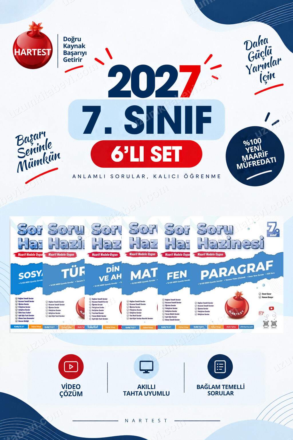 Nartest Yayınevi Soru Hazinesi 2027 7.Sınıf Tüm Dersler 6 Kitap %100 Maarif Model Bağlam Temelli Soru Hazinesi Seti - Nartest Yayınevi kitap kapağı