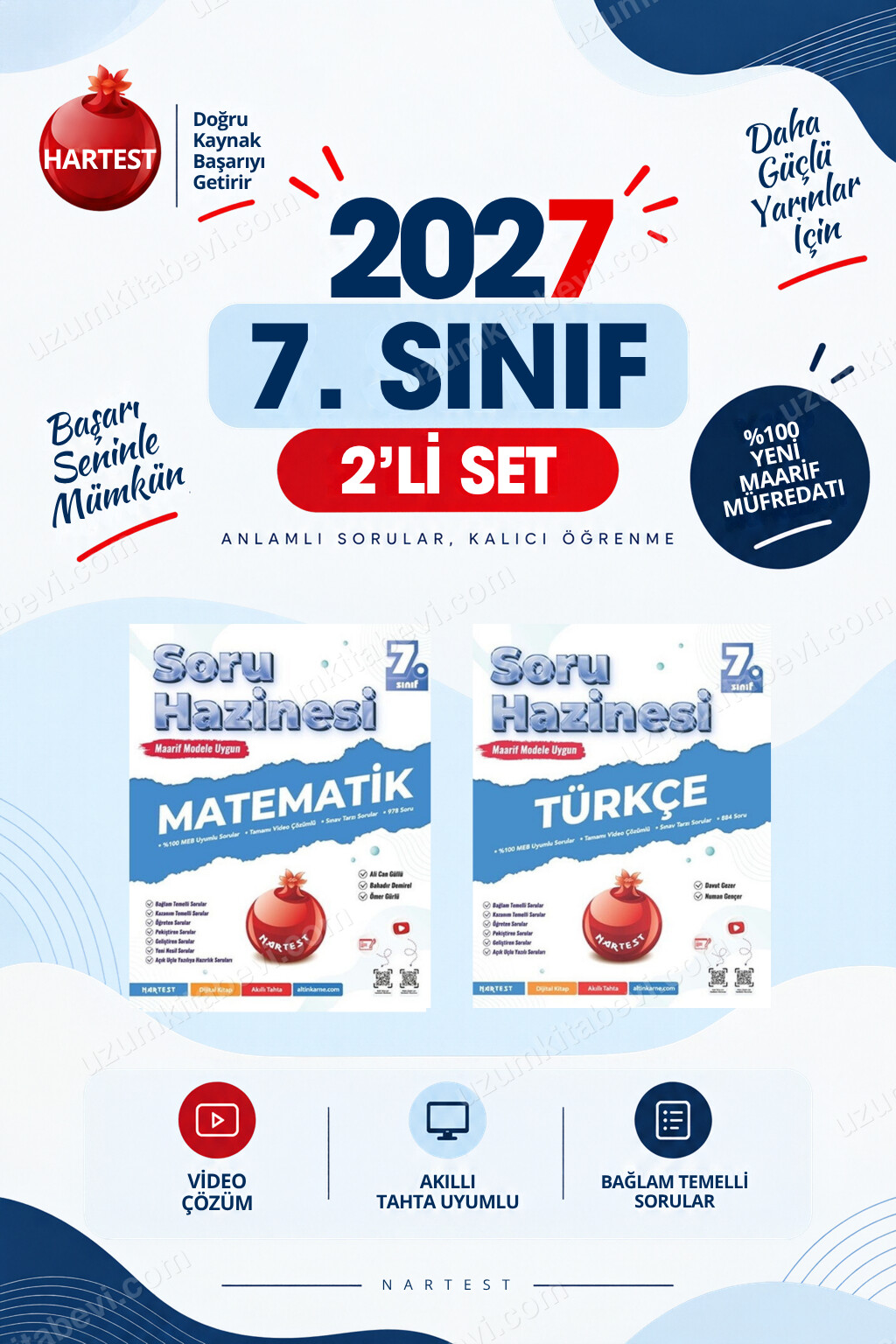 Nartest Yayınevi Soru Hazinesi 2027 7.Sınıf Matematik-Türkçe %100 Maarif Model Bağlam Temelli Soru Hazinesi Seti - Nartest Yayınevi kitap kapağı