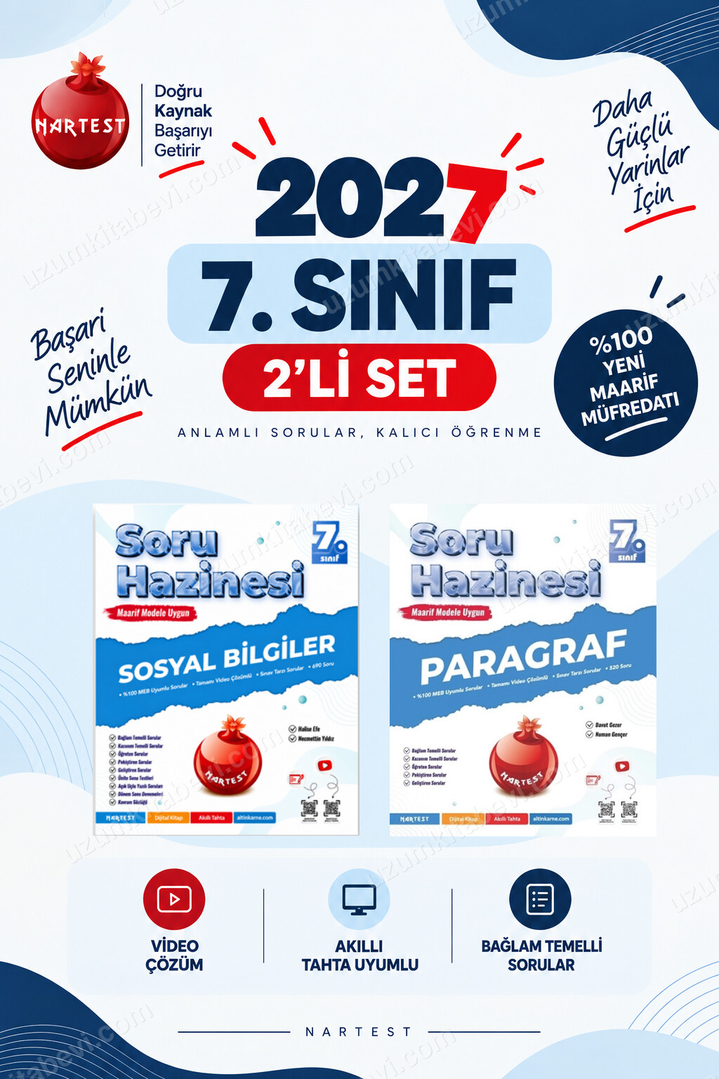 Nartest Yayınevi Soru Hazinesi 2027 7.Sınıf Paragraf-Sosyal %100 Maarif Model Bağlam Temelli Soru Hazinesi Seti - Nartest Yayınevi kitap kapağı