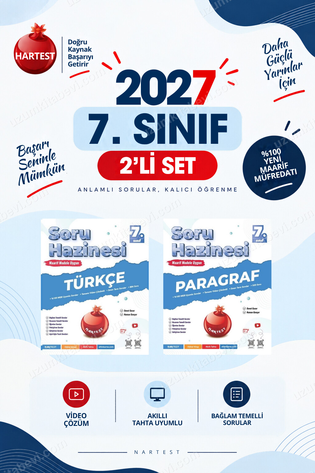 Nartest Yayınevi Soru Hazinesi 2027 7.Sınıf Türkçe-Paragraf %100 Maarif Model Bağlam Temelli Soru Hazinesi Seti - Nartest Yayınevi kitap kapağı