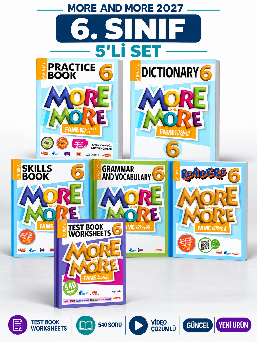 Kurmay ELT Güncel 6.Sınıf 6 MORE&MORE PRACTICE BOOK SETİ + TEST BOOK WORKSHEETS (5li Set)(YENİ ÜRÜN) - Kurmay ELT kitap kapağı