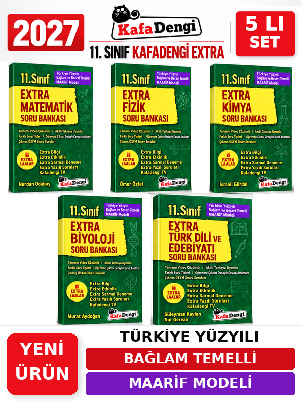 Kafa Dengi Yayınları Extra 2027 11.Sınıf 5 Kitap (M-F-K-B-E)%100 YENİ MÜFREDAT Soru Bankası Set(Yeni Ürün) - Kafadengi Yayınları kitap kapağı