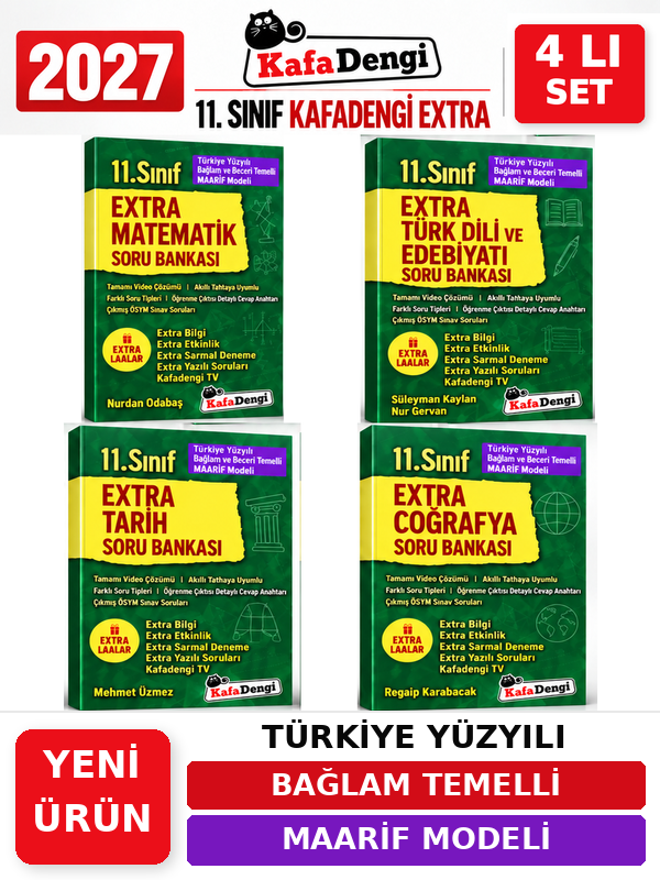 Kafa Dengi Yayınları Extra 2027 11.Sınıf Matematik-Edebiyat-Tarih-Coğrafya 4 Kitap )%100 YENİ MÜFREDAT Soru Bankası Set(Yeni Ürün) - Kafadengi Yayınları kitap kapağı