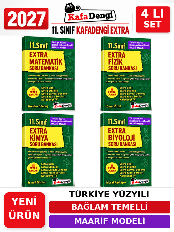 Kafa Dengi Yayınları Extra 2027 11.Sınıf Matematik-Fizik-Kimya-Biyoloji(4 Kitap )%100 YENİ MÜFREDAT Soru Bankası Set(Yeni Ürün) - Kafadengi Yayınları kitap kapağı