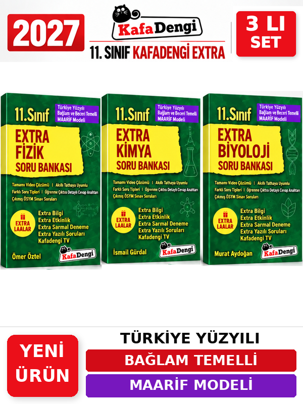 Kafa Dengi Yayınları Extra 2027 11.Sınıf Fizik-Kimya-Biyoloji(3 Kitap )%100 YENİ MÜFREDAT Soru Bankası Set(Yeni Ürün) - Kafadengi Yayınları kitap kapağı