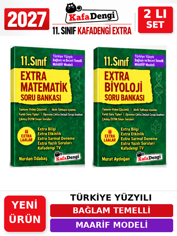 Kafa Dengi Yayınları Extra 2027 11.Sınıf Matematik-Biyoloji 2 Kitap %100 YENİ MÜFREDAT Soru Bankası Set(Yeni Ürün) - Kafadengi Yayınları kitap kapağı
