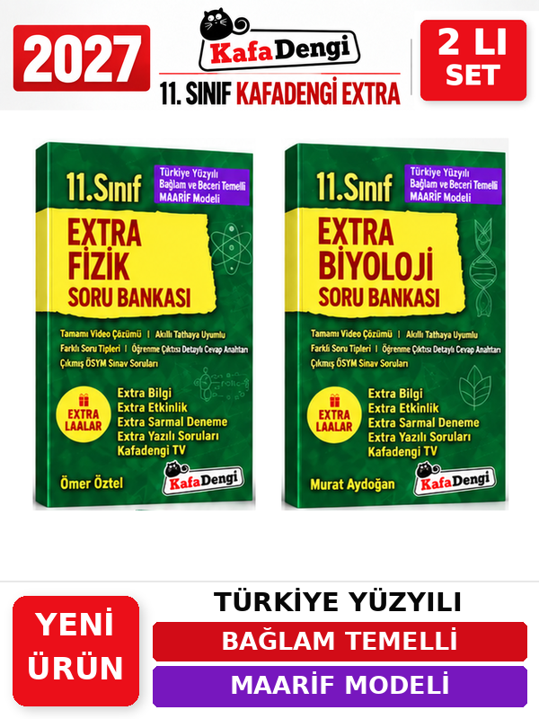 Kafa Dengi Yayınları Extra 2027 11.Sınıf Fizik-Biyoloji 2 Kitap %100 YENİ MÜFREDAT Soru Bankası Set(Yeni Ürün) - Kafadengi Yayınları kitap kapağı