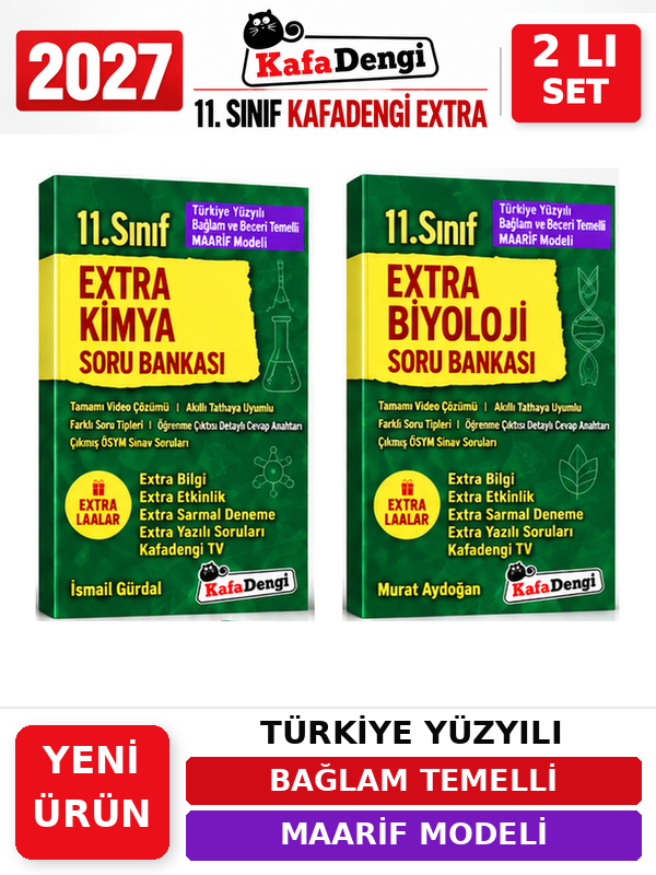 Kafa Dengi Yayınları Extra 2027 11.Sınıf Biyoloji-Kimya 2 Kitap %100 YENİ MÜFREDAT Soru Bankası Set(Yeni Ürün) - Kafadengi Yayınları kitap kapağı
