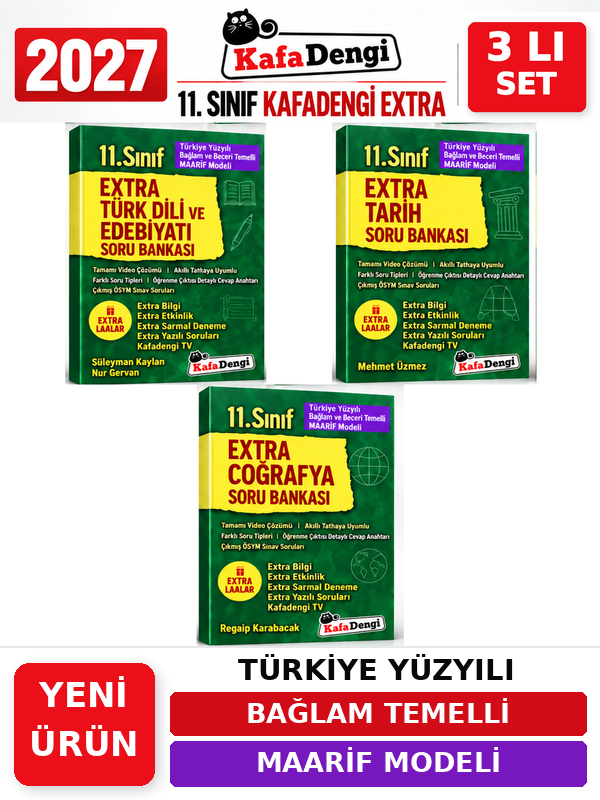 Kafa Dengi Yayınları Extra 2027 11.Sınıf Edebiyat-Tarih-Coğrafya 3 Kitap %100 YENİ MÜFREDAT Soru Bankası Set(Yeni Ürün) - Kafadengi Yayınları kitap kapağı