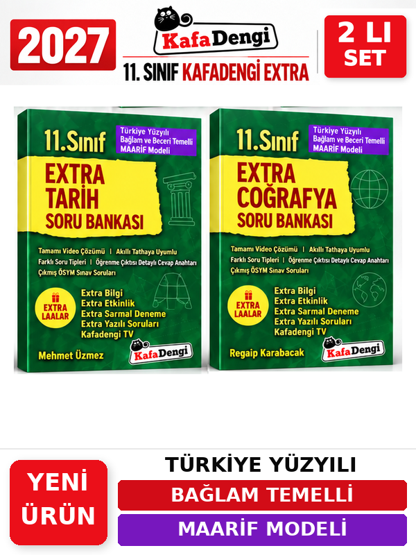 Kafa Dengi Yayınları Extra 2027 11.Sınıf Coğrafya-Tarih 2 Kitap %100 YENİ MÜFREDAT Soru Bankası Set(Yeni Ürün) - Kafadengi Yayınları kitap kapağı