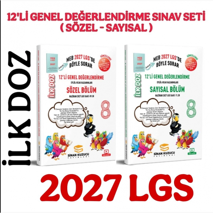Sinan Kuzucu 2027 LGS 8. Sınıf İlk Doz 12'li Genel Değerlendirme Sınav Seti (Sayısal + Sözel) 1. Dönem - Sinan Kuzucu Yayınları kitap kapağı