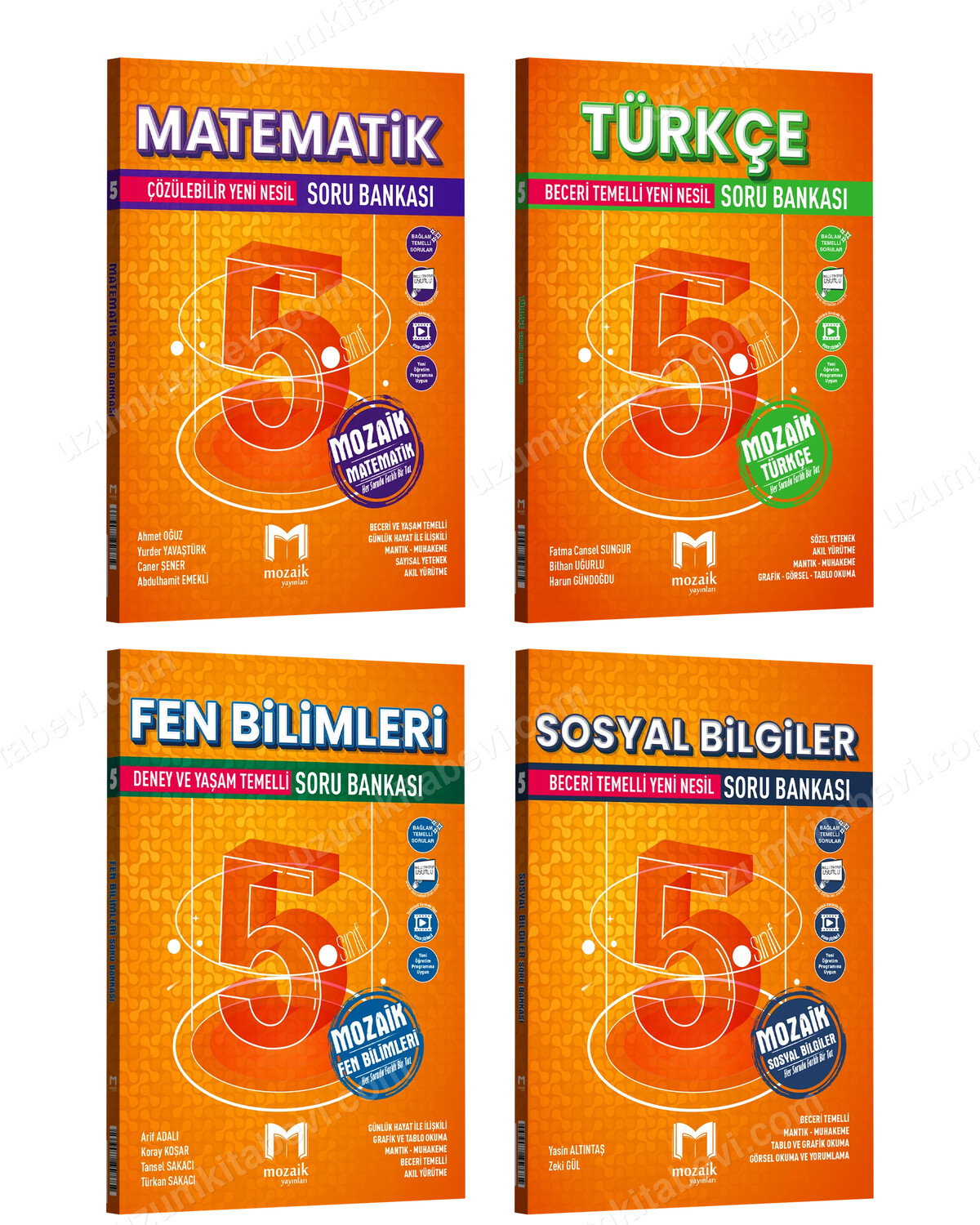 Mozaik Yayınları 5. Sınıf Matematik-Türkçe-Fen Bilimleri-Sosyal Bilgiler Soru Bankası Seti (4 Kitap) - Mozaik Yayınları kitap kapağı