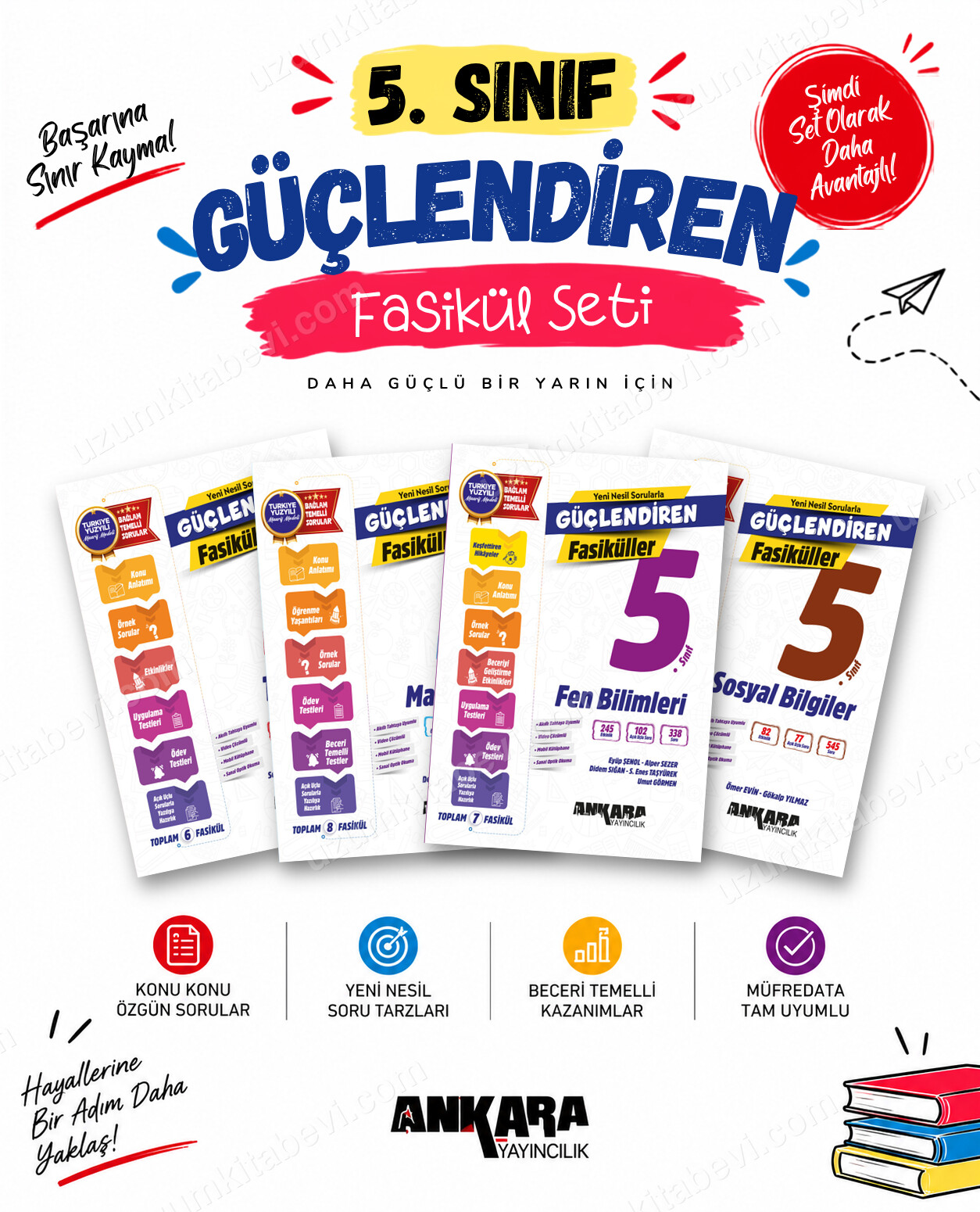 Ankara Yayıncılık 5. Sınıf Türkçe-Matematik-Fen Bilimleri-Sosyal Bilgiler Güçlendiren Fasikül Seti (4 Kitap) - Ankara Yayıncılık kitap kapağı