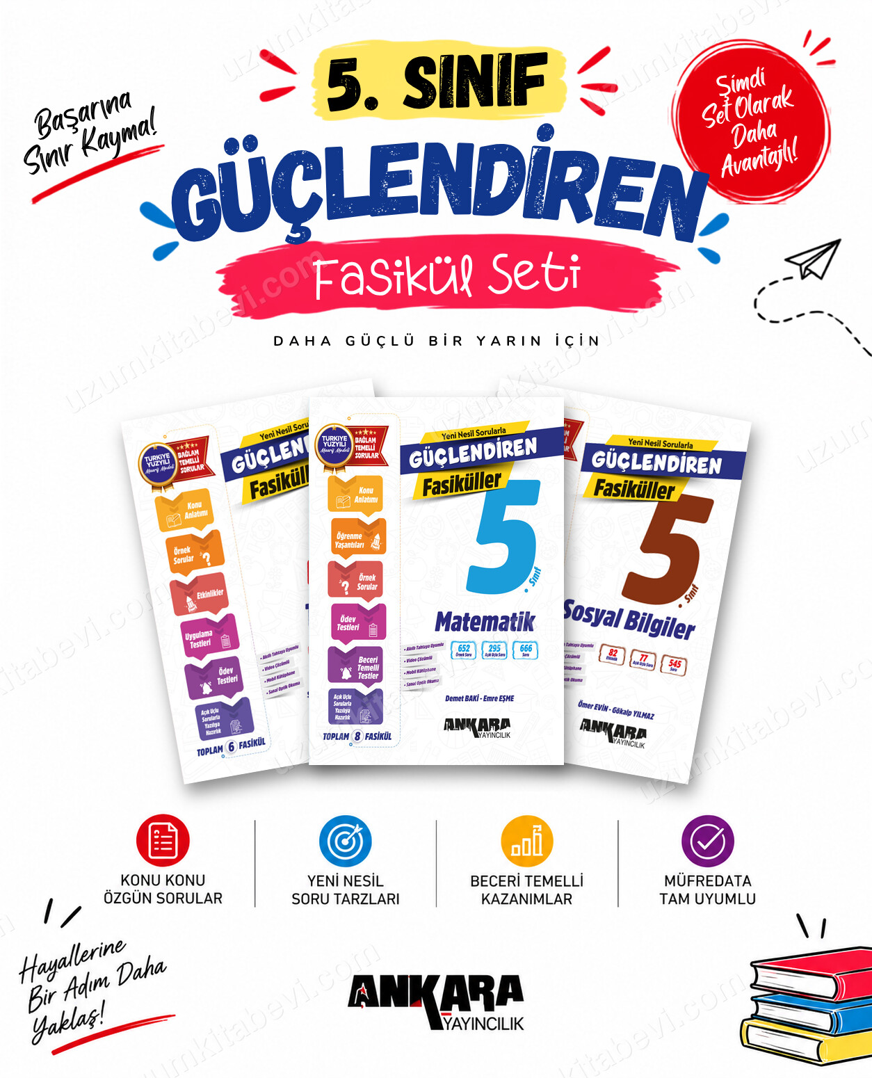 Ankara Yayıncılık 5. Sınıf Türkçe-Matematik-Sosyal Bilgiler Güçlendiren Fasikül Seti (3 Kitap) - Ankara Yayıncılık kitap kapağı