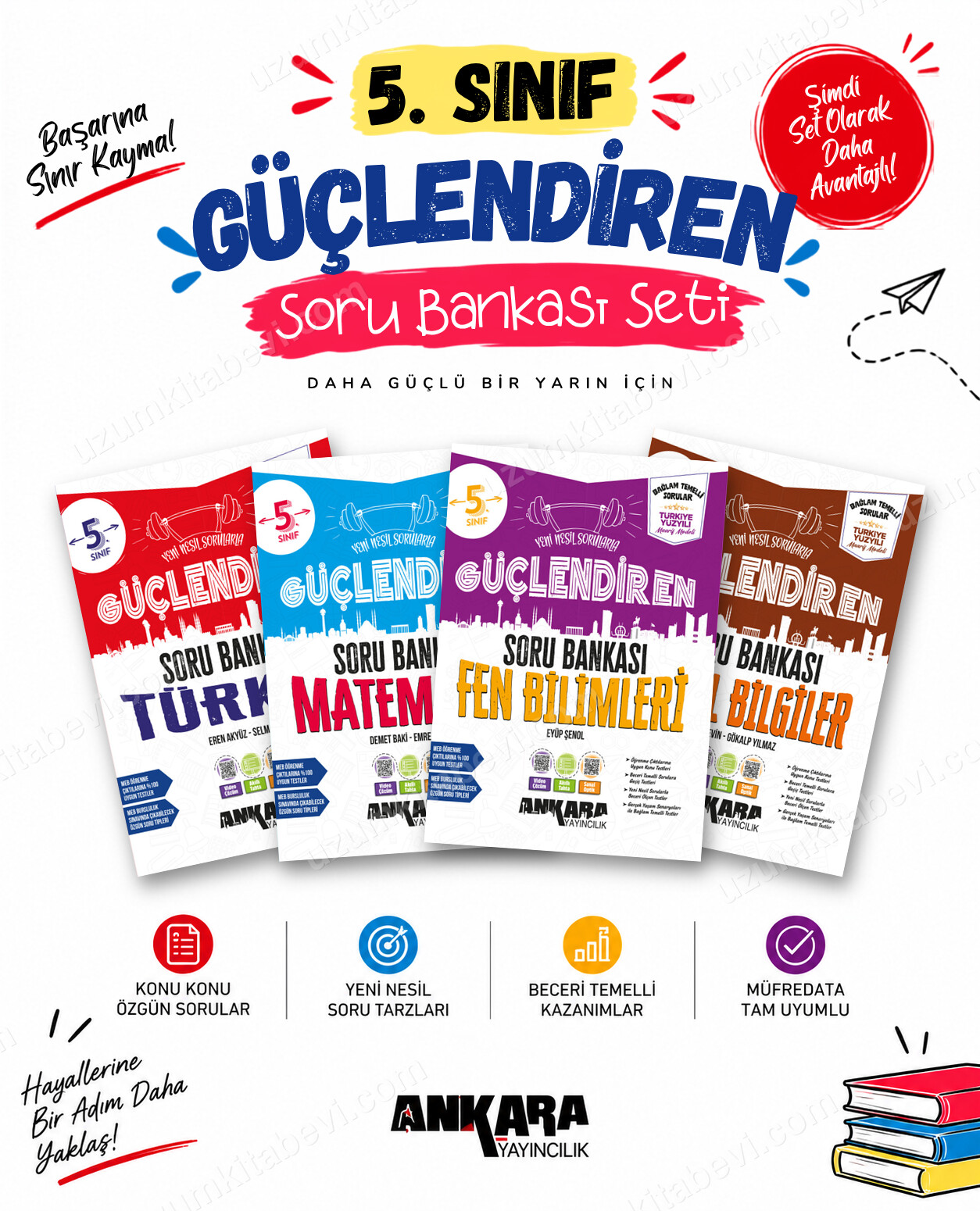 Ankara Yayıncılık 5. Sınıf Türkçe-Matematik-Fen Bilimleri-Sosyal Bilgiler Güçlendiren Soru Bankası Seti (4 Kitap) - Ankara Yayıncılık kitap kapağı