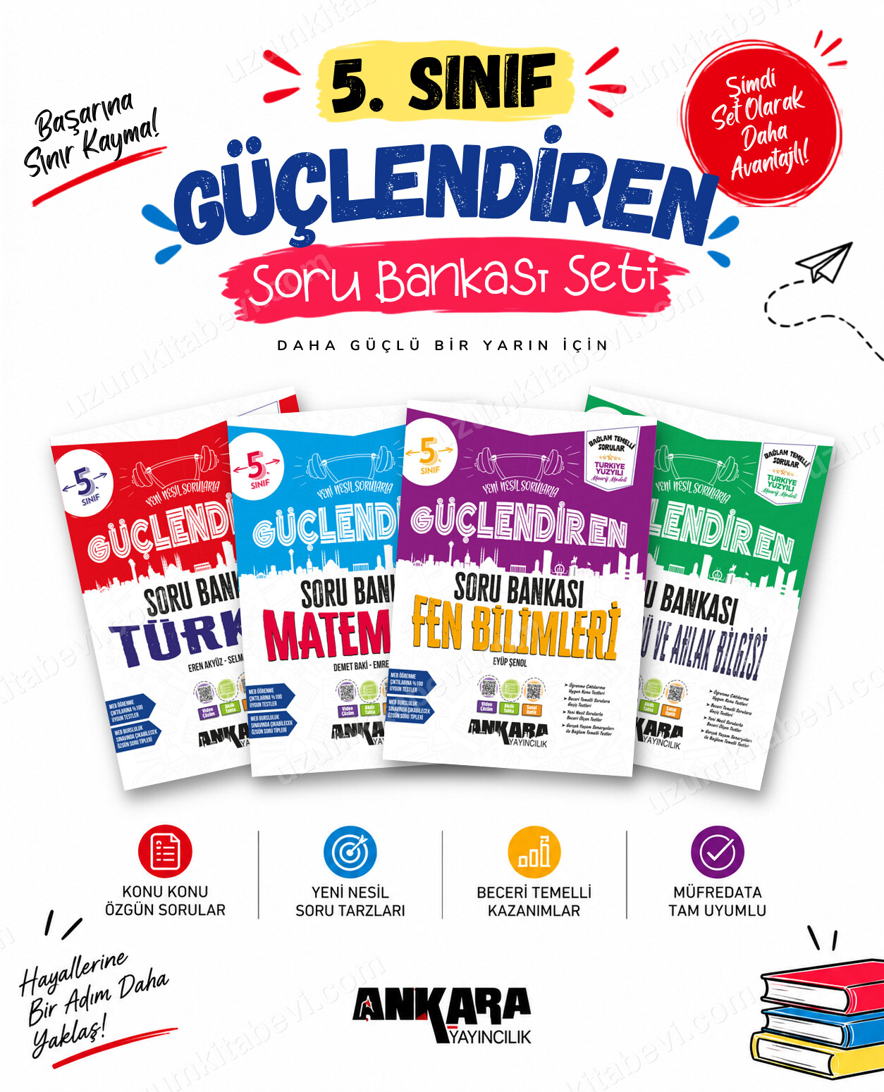 Ankara Yayıncılık 5. Sınıf Türkçe-Matematik-Fen Bilimleri-Din Kültürü Güçlendiren Soru Bankası Seti (4 Kitap) - Ankara Yayıncılık kitap kapağı