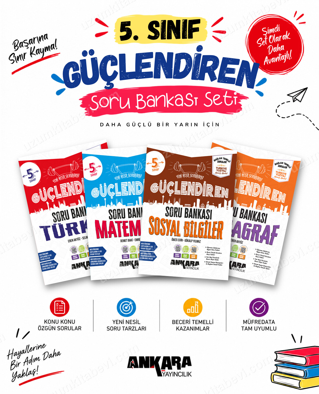 Ankara Yayıncılık 5. Sınıf Türkçe-Matematik-Sosyal Bilgiler-Paragraf Güçlendiren Soru Bankası Seti (4 Kitap) - Ankara Yayıncılık kitap kapağı