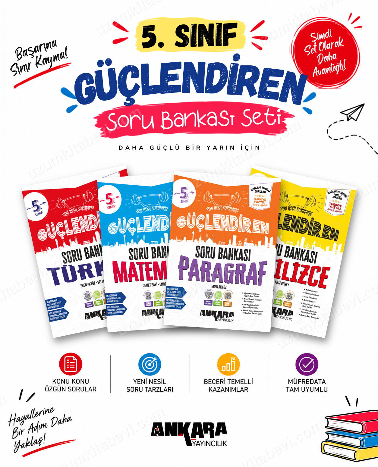 Ankara Yayıncılık 5. Sınıf Türkçe-Matematik-Paragraf-İngilizce Güçlendiren Soru Bankası Seti (4 Kitap) - Ankara Yayıncılık kitap kapağı