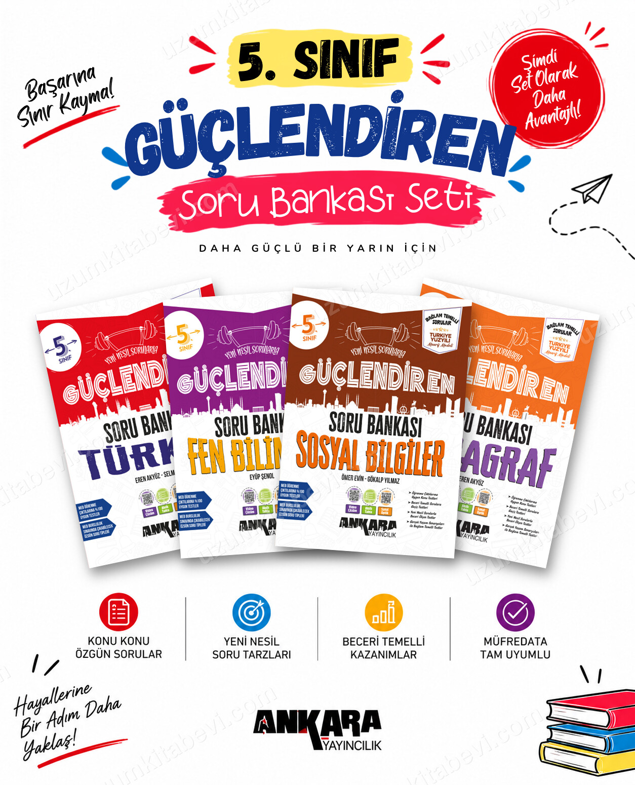 Ankara Yayıncılık 5. Sınıf Türkçe-Fen Bilimleri-Sosyal Bilgiler-Paragraf Güçlendiren Soru Bankası Seti (4 Kitap) - Ankara Yayıncılık kitap kapağı
