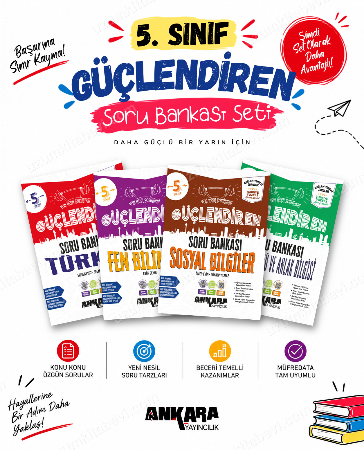 Ankara Yayıncılık 5. Sınıf Türkçe-Fen Bilimleri-Sosyal Bilgiler-Din Kültürü Güçlendiren Soru Bankası Seti (4 Kitap) - Ankara Yayıncılık kitap kapağı