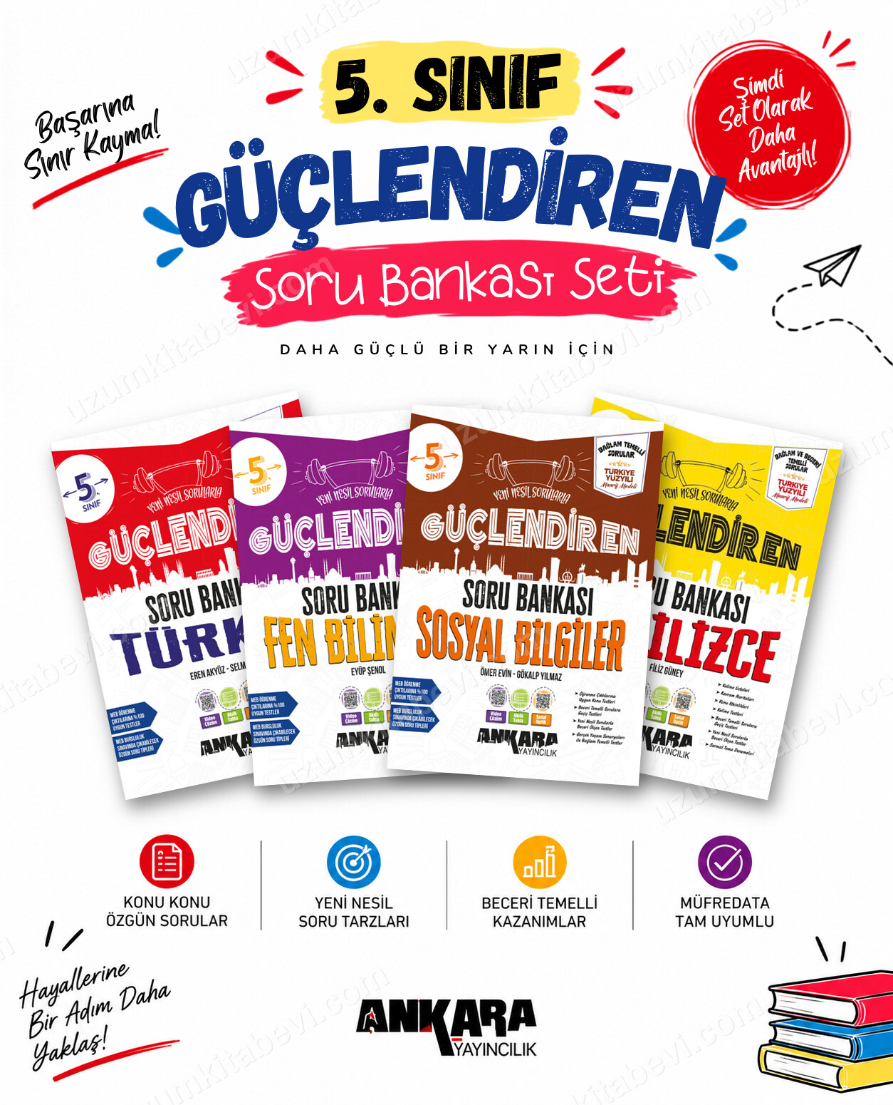 Ankara Yayıncılık 5. Sınıf Türkçe-Fen Bilimleri-Sosyal Bilgiler-İngilizce Güçlendiren Soru Bankası Seti (4 Kitap) - Ankara Yayıncılık kitap kapağı