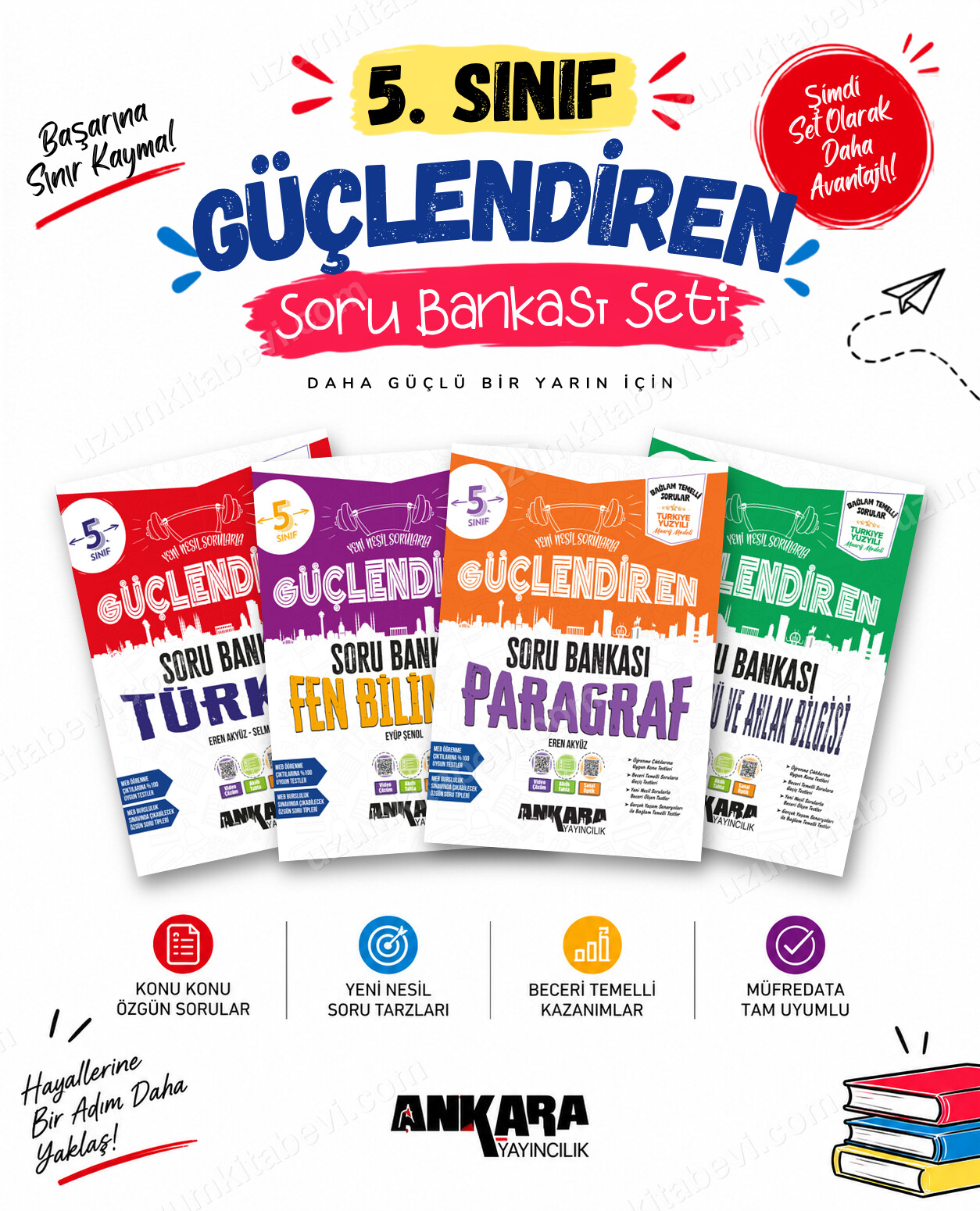 Ankara Yayıncılık 5. Sınıf Türkçe-Fen Bilimleri-Paragraf-Din Kültürü Güçlendiren Soru Bankası Seti (4 Kitap) - Ankara Yayıncılık kitap kapağı