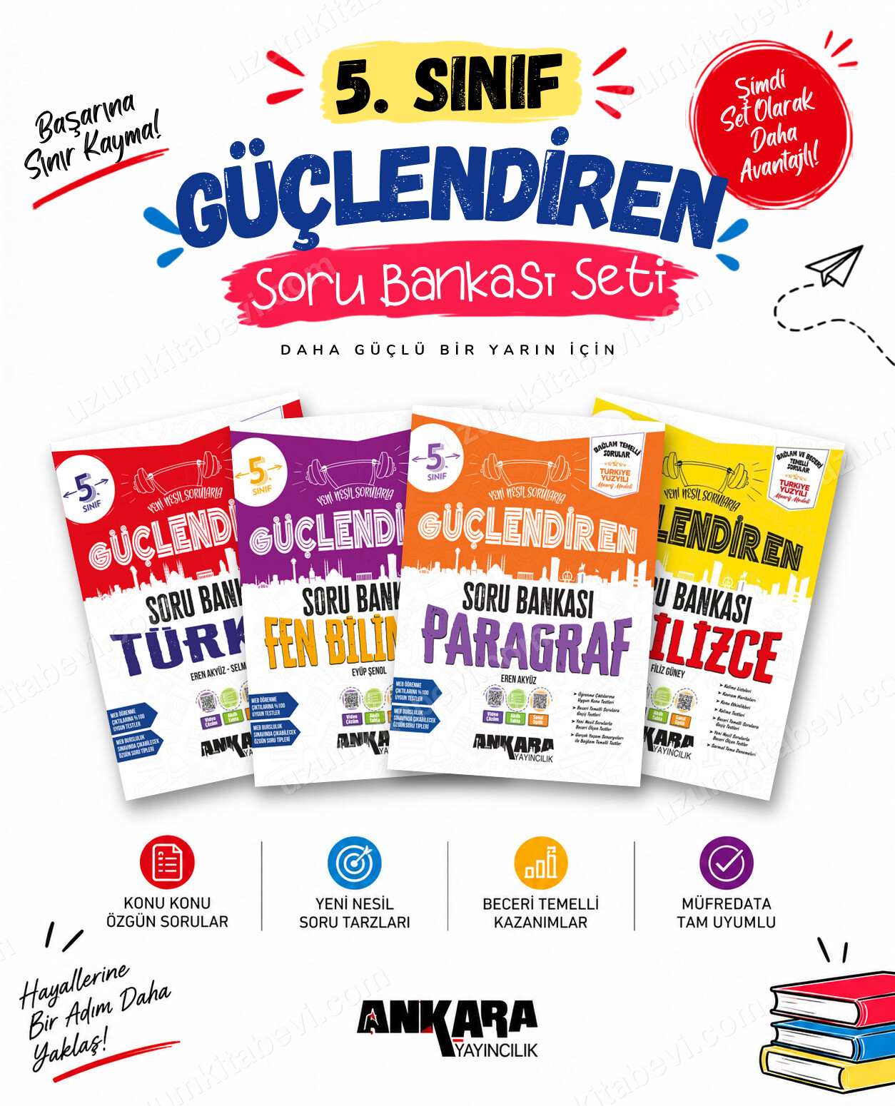 Ankara Yayıncılık 5. Sınıf Türkçe-Fen Bilimleri-Paragraf-İngilizce Güçlendiren Soru Bankası Seti (4 Kitap) - Ankara Yayıncılık kitap kapağı
