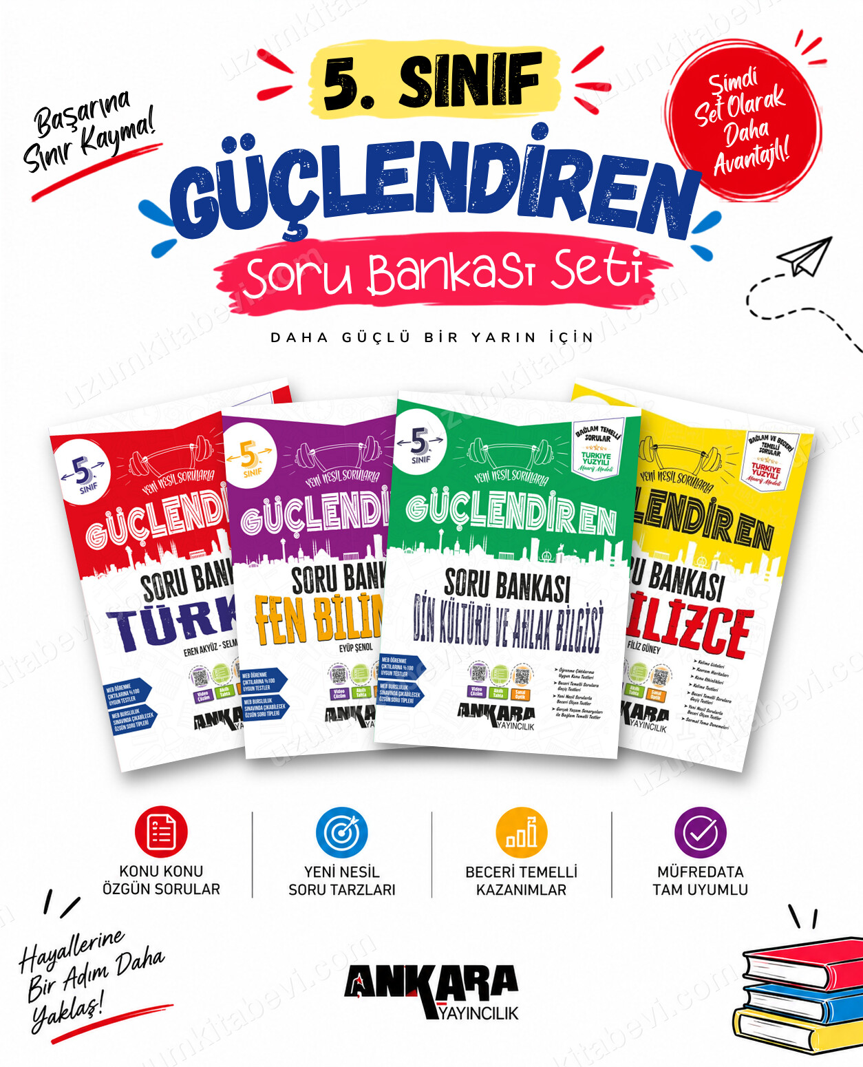 Ankara Yayıncılık 5. Sınıf Türkçe-Fen Bilimleri-Din Kültürü-İngilizce Güçlendiren Soru Bankası Seti (4 Kitap) - Ankara Yayıncılık kitap kapağı