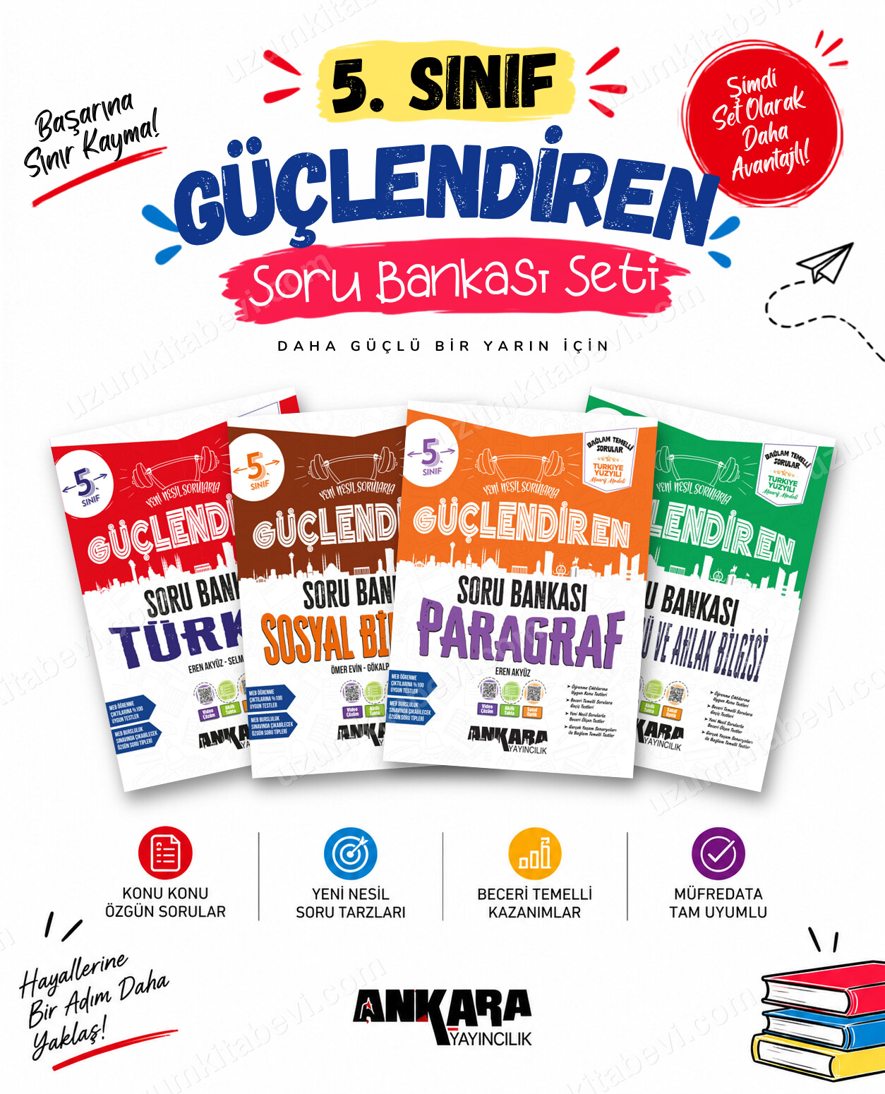 Ankara Yayıncılık 5. Sınıf Türkçe-Sosyal Bilgiler-Paragraf-Din Kültürü Güçlendiren Soru Bankası Seti (4 Kitap) - Ankara Yayıncılık kitap kapağı