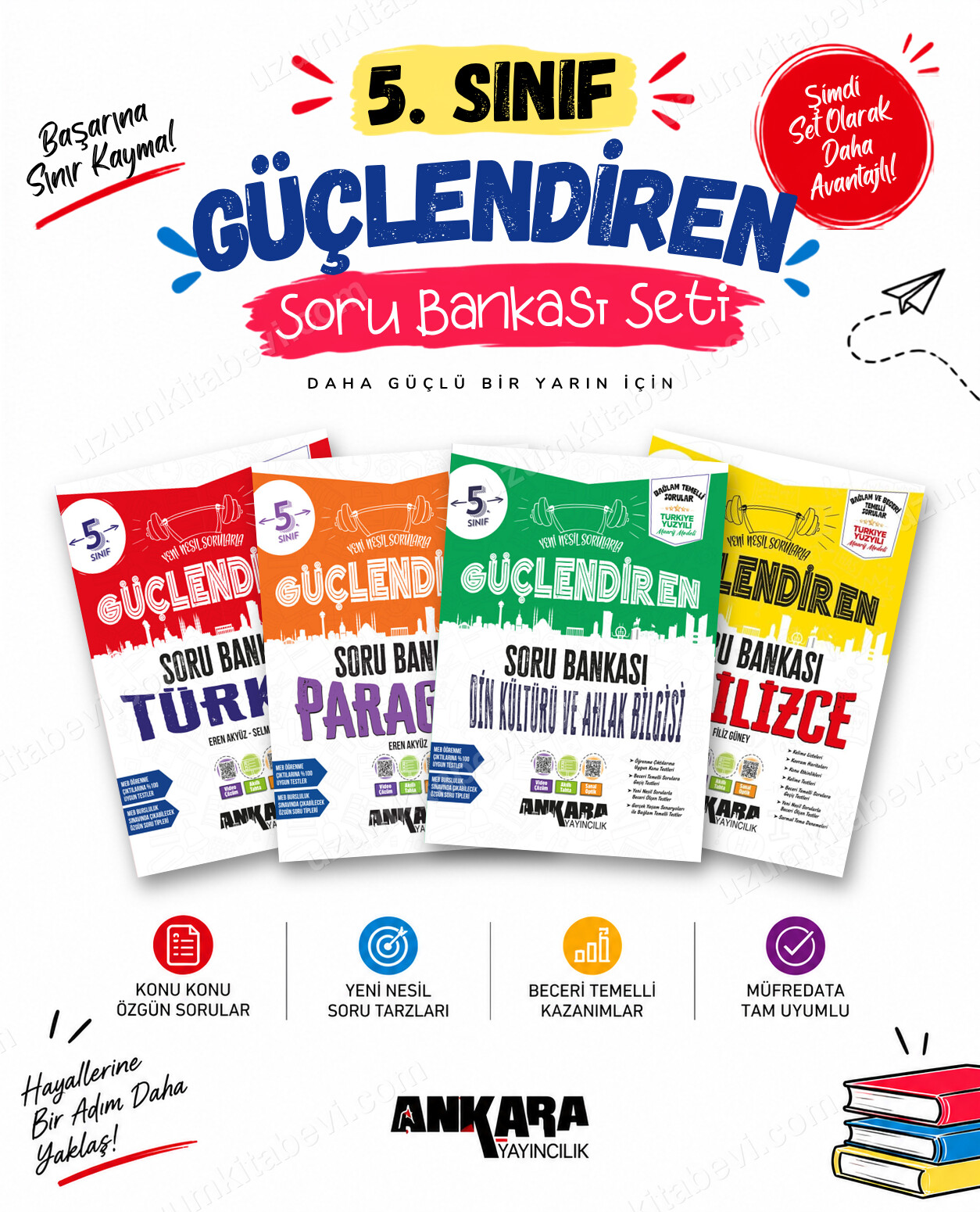 Ankara Yayıncılık 5. Sınıf Türkçe-Paragraf-Din Kültürü-İngilizce Güçlendiren Soru Bankası Seti (4 Kitap) - Ankara Yayıncılık kitap kapağı