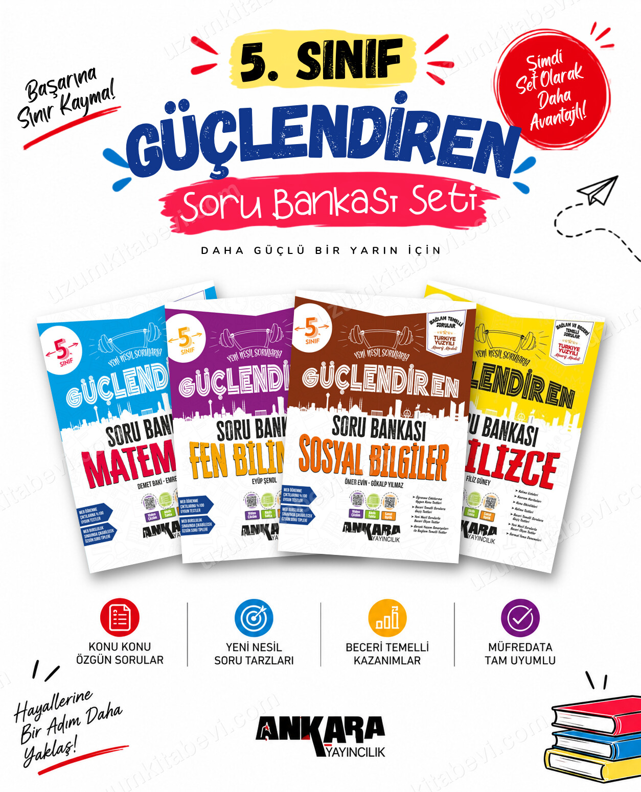 Ankara Yayıncılık 5. Sınıf Matematik-Fen Bilimleri-Sosyal Bilgiler-İngilizce Güçlendiren Soru Bankası Seti (4 Kitap) - Ankara Yayıncılık kitap kapağı