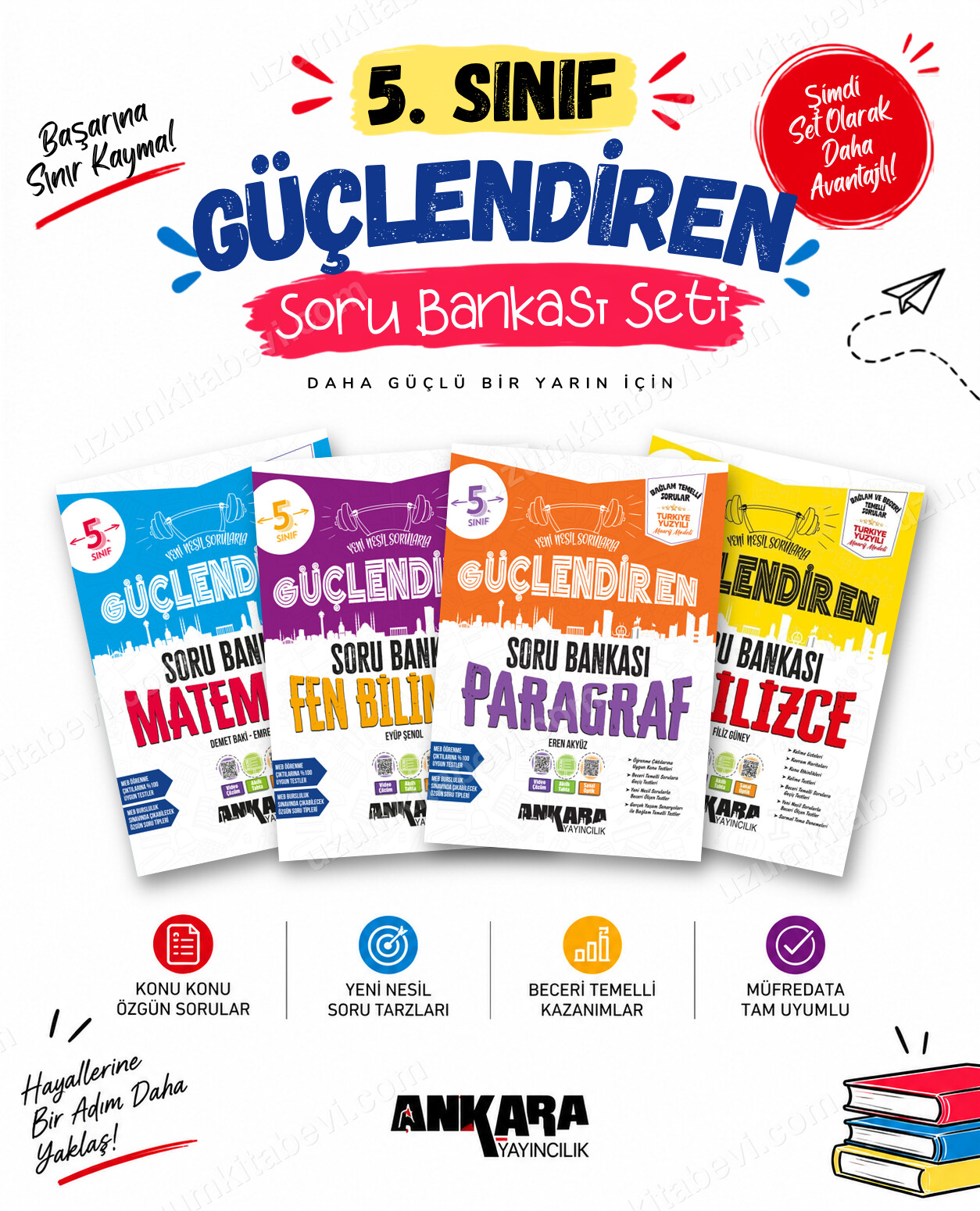 Ankara Yayıncılık 5. Sınıf Matematik-Fen Bilimleri-Paragraf-İngilizce Güçlendiren Soru Bankası Seti (4 Kitap) - Ankara Yayıncılık kitap kapağı
