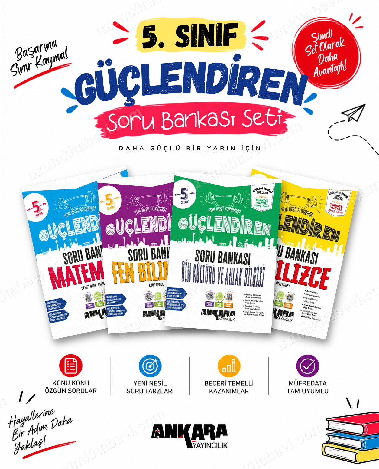 Ankara Yayıncılık 5. Sınıf Matematik-Fen Bilimleri-Din Kültürü-İngilizce Güçlendiren Soru Bankası Seti (4 Kitap) - Ankara Yayıncılık kitap kapağı
