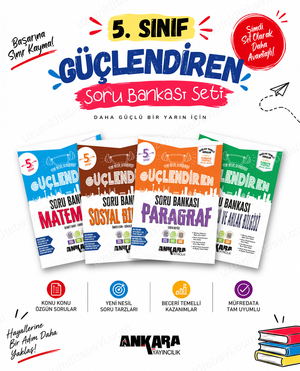 Ankara Yayıncılık 5. Sınıf Matematik-Sosyal Bilgiler-Paragraf-Din Kültürü Güçlendiren Soru Bankası Seti (4 Kitap) - Ankara Yayıncılık kitap kapağı