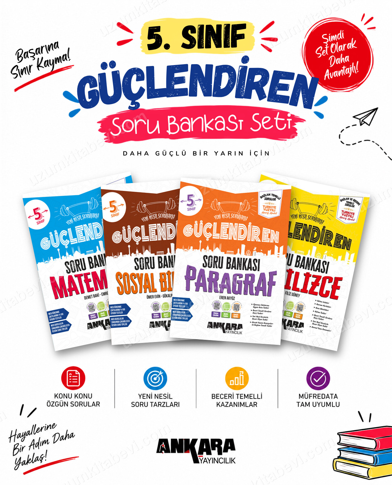 Ankara Yayıncılık 5. Sınıf Matematik-Sosyal Bilgiler-Paragraf-İngilizce Güçlendiren Soru Bankası Seti (4 Kitap) - Ankara Yayıncılık kitap kapağı