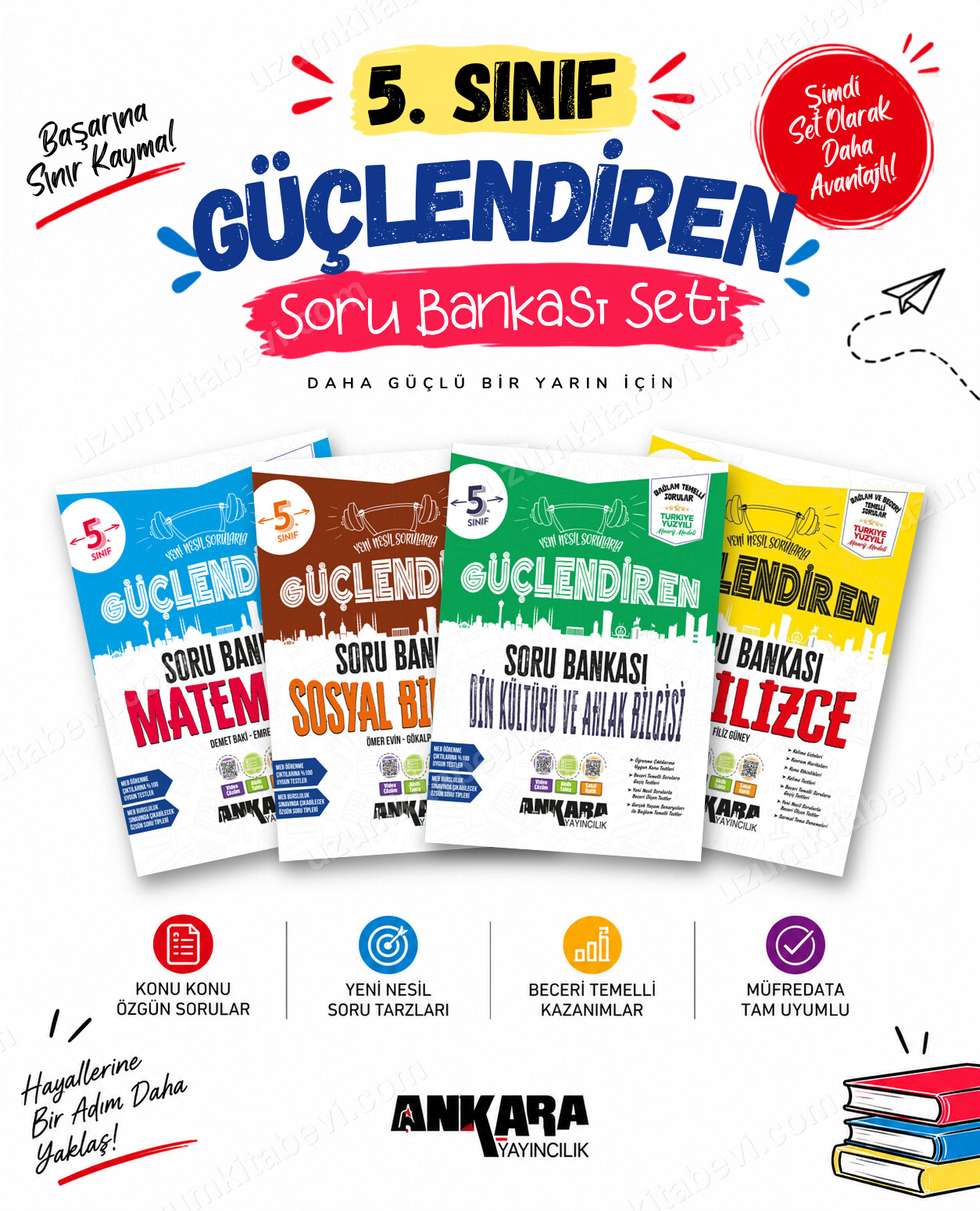 Ankara Yayıncılık 5. Sınıf Matematik-Sosyal Bilgiler-Din Kültürü-İngilizce Güçlendiren Soru Bankası Seti (4 Kitap) - Ankara Yayıncılık kitap kapağı