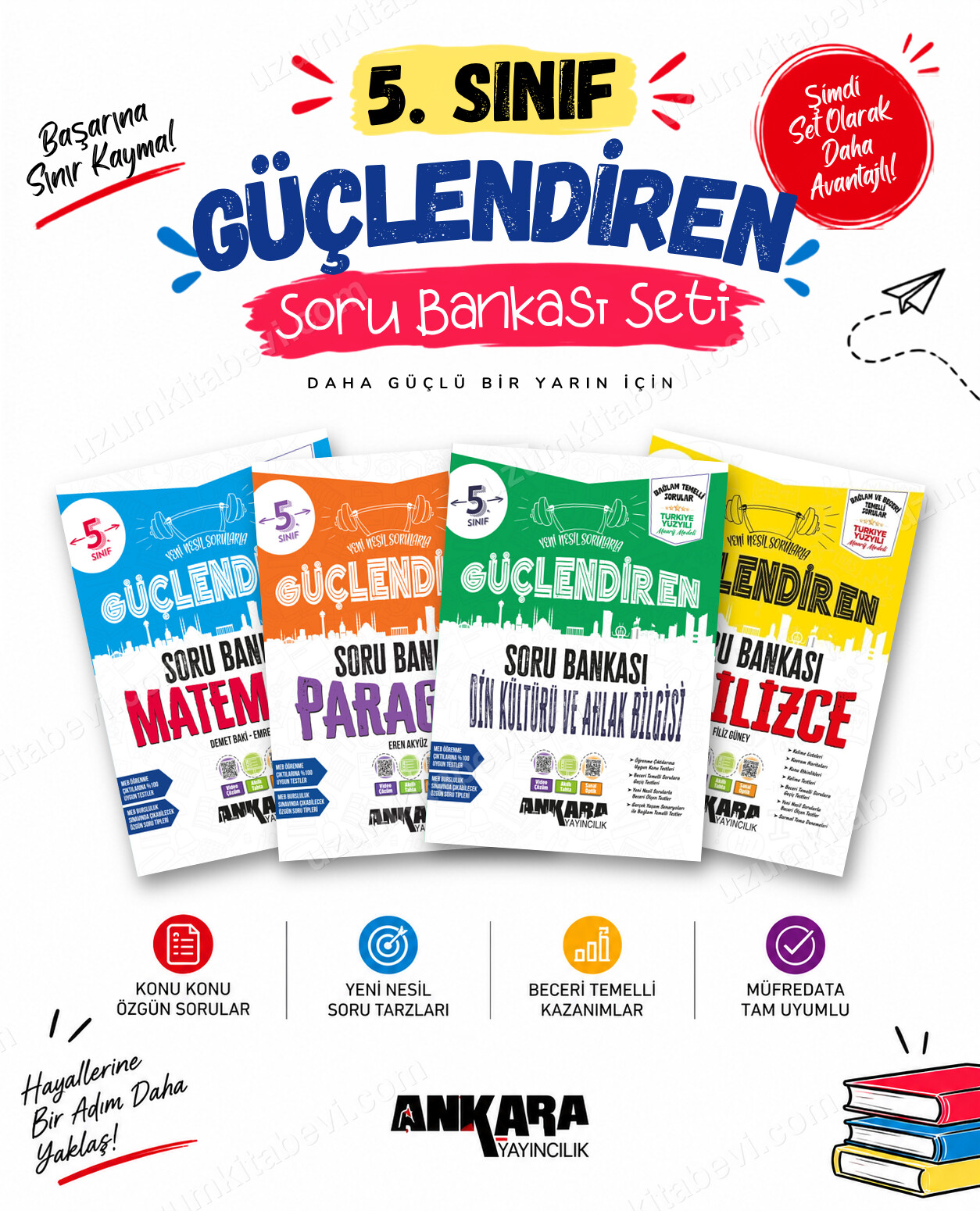 Ankara Yayıncılık 5. Sınıf Matematik-Paragraf-Din Kültürü-İngilizce Güçlendiren Soru Bankası Seti (4 Kitap) - Ankara Yayıncılık kitap kapağı