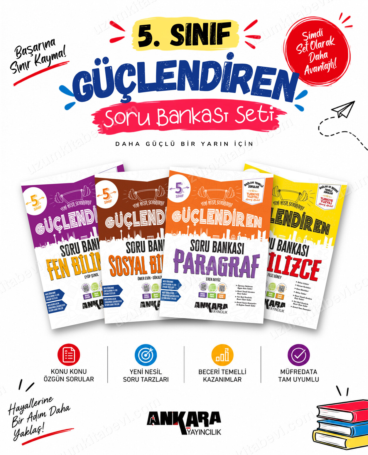 Ankara Yayıncılık 5. Sınıf Fen Bilimleri-Sosyal Bilgiler-Paragraf-İngilizce Güçlendiren Soru Bankası Seti (4 Kitap) - Ankara Yayıncılık kitap kapağı
