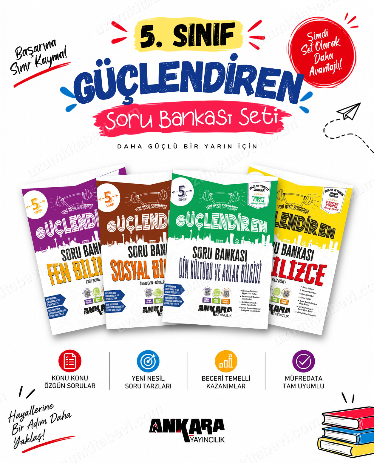 Ankara Yayıncılık 5. Sınıf Fen Bilimleri-Sosyal Bilgiler-Din Kültürü-İngilizce Güçlendiren Soru Bankası Seti (4 Kitap) - Ankara Yayıncılık kitap kapağı