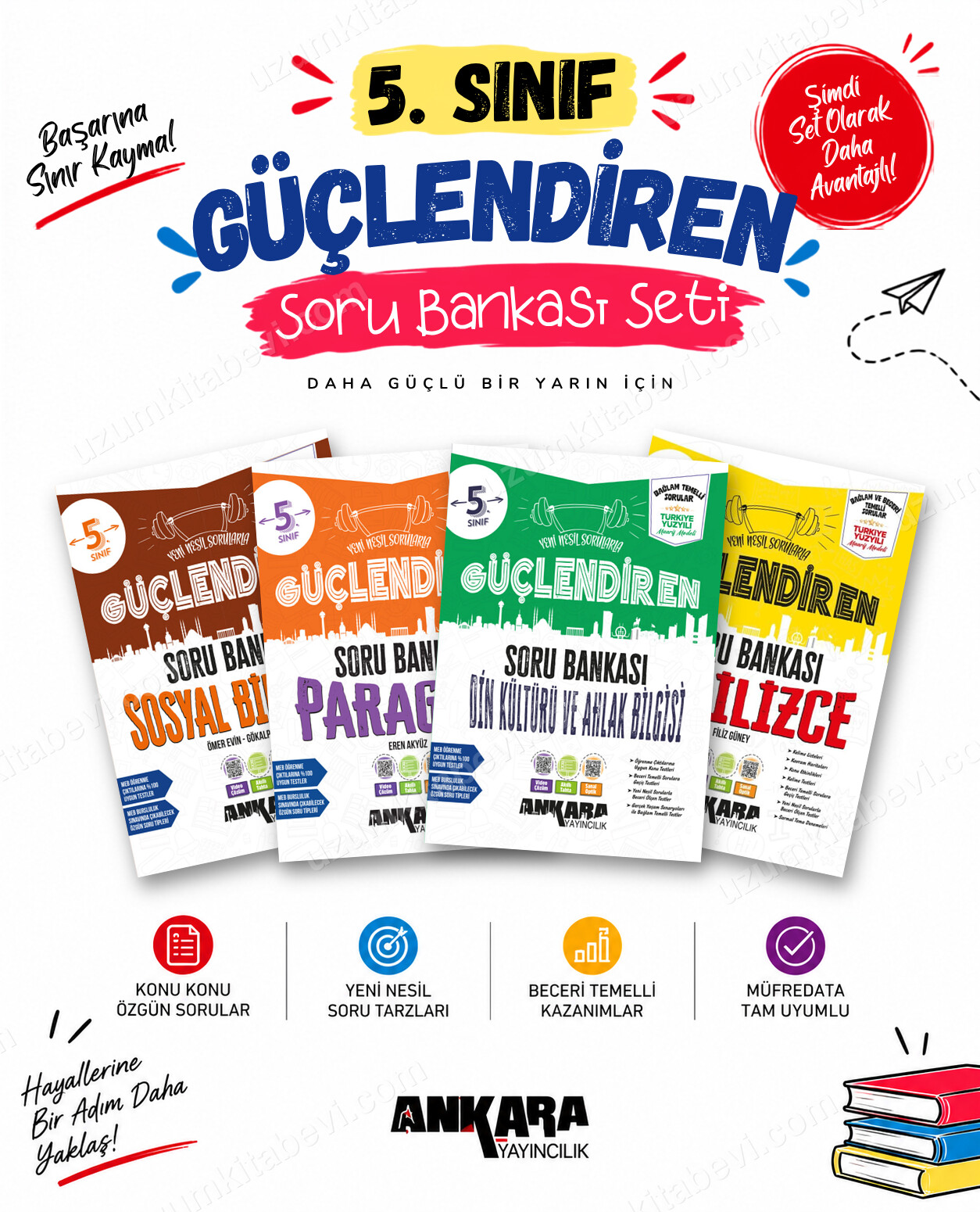 Ankara Yayıncılık 5. Sınıf Sosyal Bilgiler-Paragraf-Din Kültürü-İngilizce Güçlendiren Soru Bankası Seti (4 Kitap) - Ankara Yayıncılık kitap kapağı