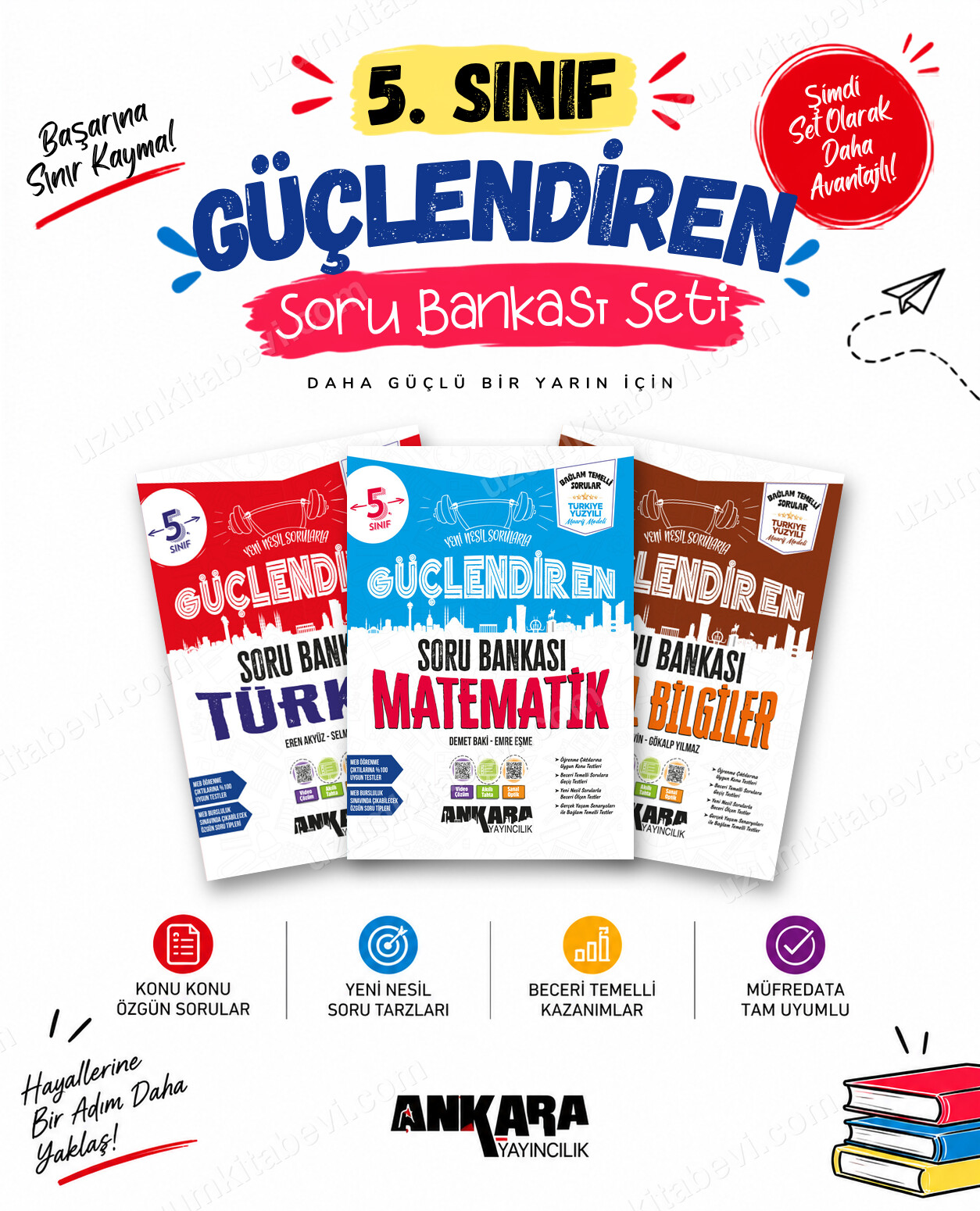 Ankara Yayıncılık 5. Sınıf Türkçe-Matematik-Sosyal Bilgiler Güçlendiren Soru Bankası Seti (3 Kitap) - Ankara Yayıncılık kitap kapağı