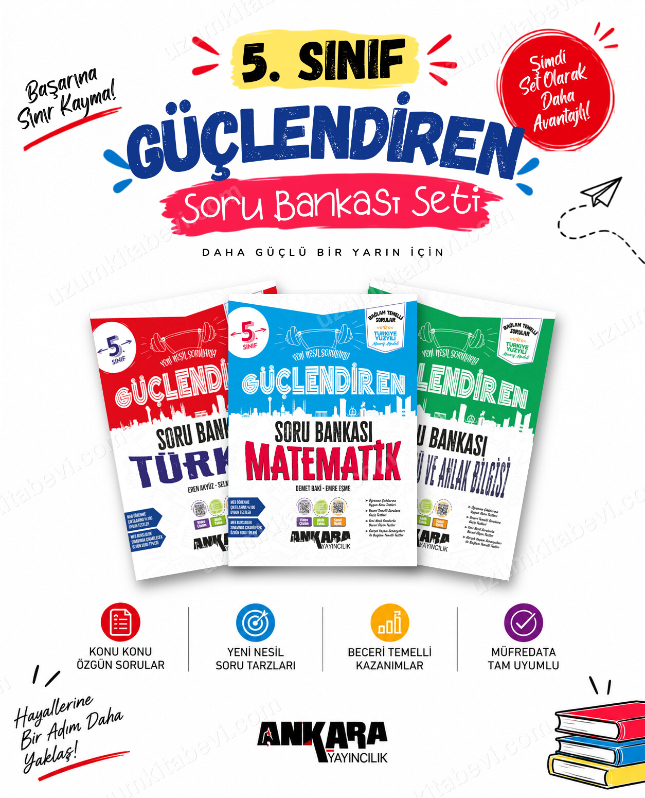 Ankara Yayıncılık 5. Sınıf Türkçe-Matematik-Din Kültürü Güçlendiren Soru Bankası Seti (3 Kitap) - Ankara Yayıncılık kitap kapağı