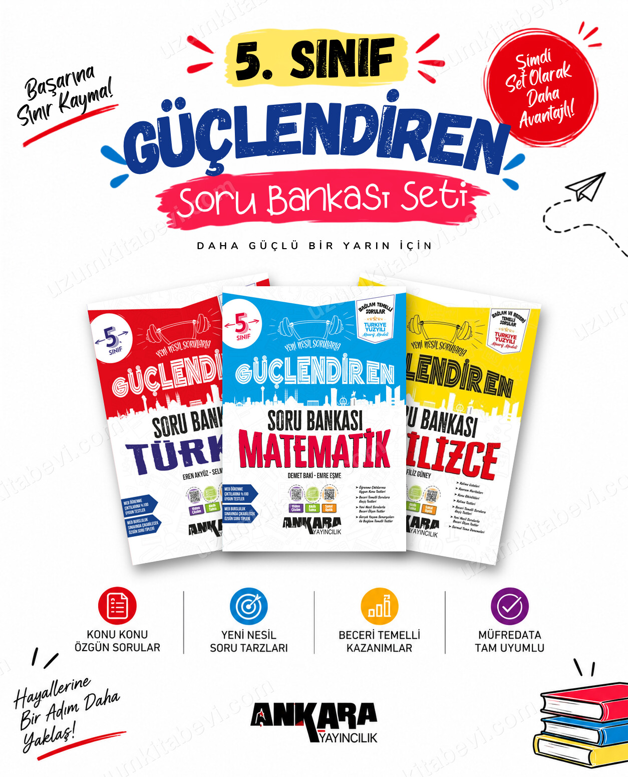 Ankara Yayıncılık 5. Sınıf Türkçe-Matematik-İngilizce Güçlendiren Soru Bankası Seti (3 Kitap) - Ankara Yayıncılık kitap kapağı
