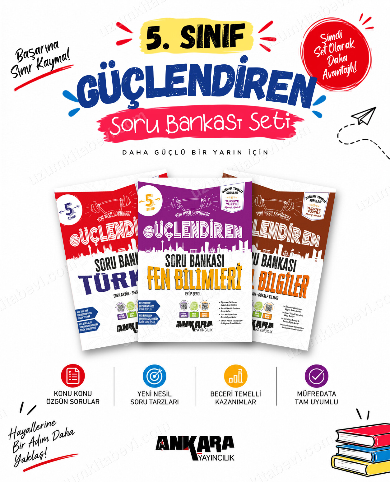 Ankara Yayıncılık 5. Sınıf Türkçe-Fen Bilimleri-Sosyal Bilgiler Güçlendiren Soru Bankası Seti (3 Kitap) - Ankara Yayıncılık kitap kapağı