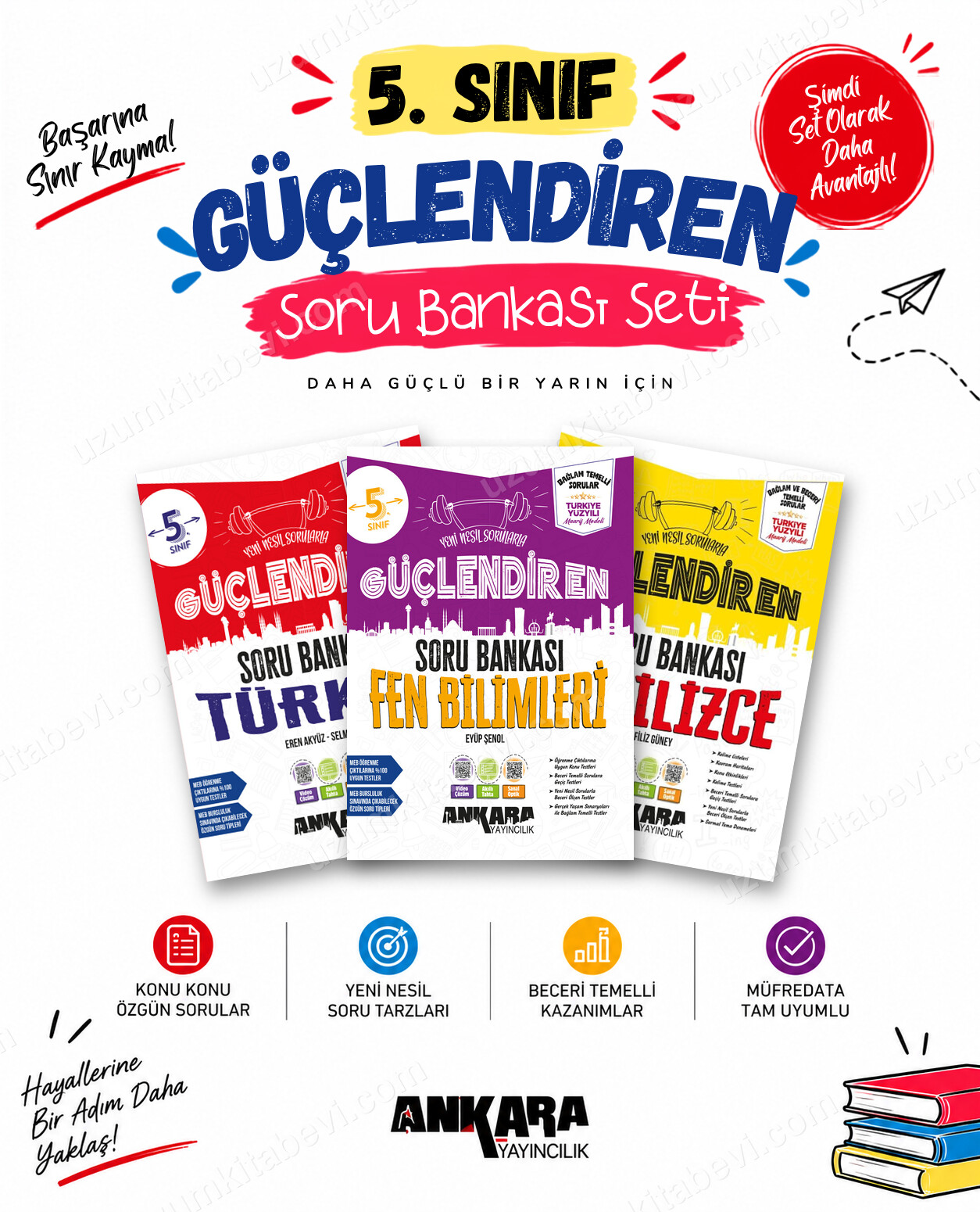 Ankara Yayıncılık 5. Sınıf Türkçe-Fen Bilimleri-İngilizce Güçlendiren Soru Bankası Seti (3 Kitap) - Ankara Yayıncılık kitap kapağı
