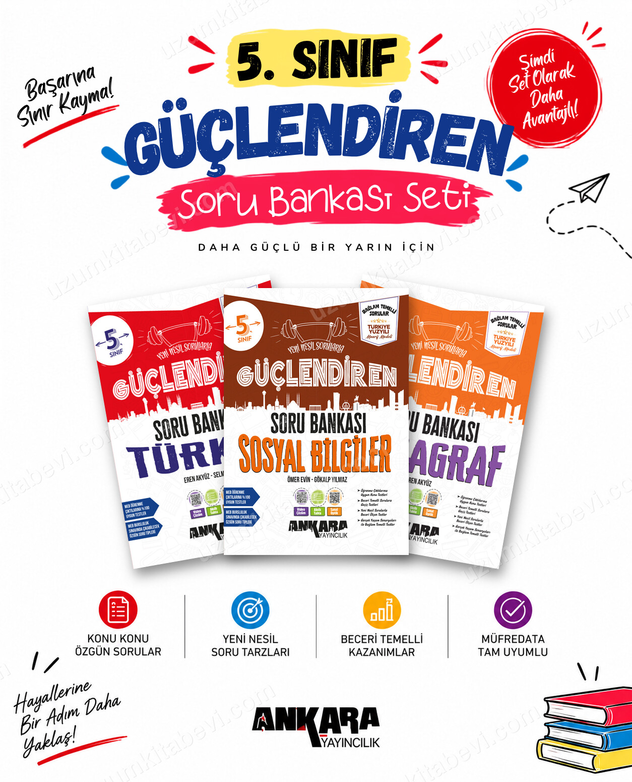 Ankara Yayıncılık 5. Sınıf Türkçe-Sosyal Bilgiler-Paragraf Güçlendiren Soru Bankası Seti (3 Kitap) - Ankara Yayıncılık kitap kapağı