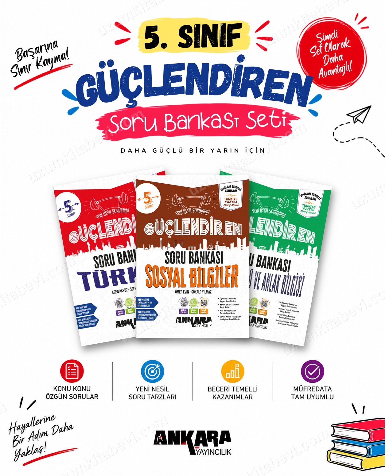 Ankara Yayıncılık 5. Sınıf Türkçe-Sosyal Bilgiler-Din Kültürü Güçlendiren Soru Bankası Seti (3 Kitap) - Ankara Yayıncılık kitap kapağı