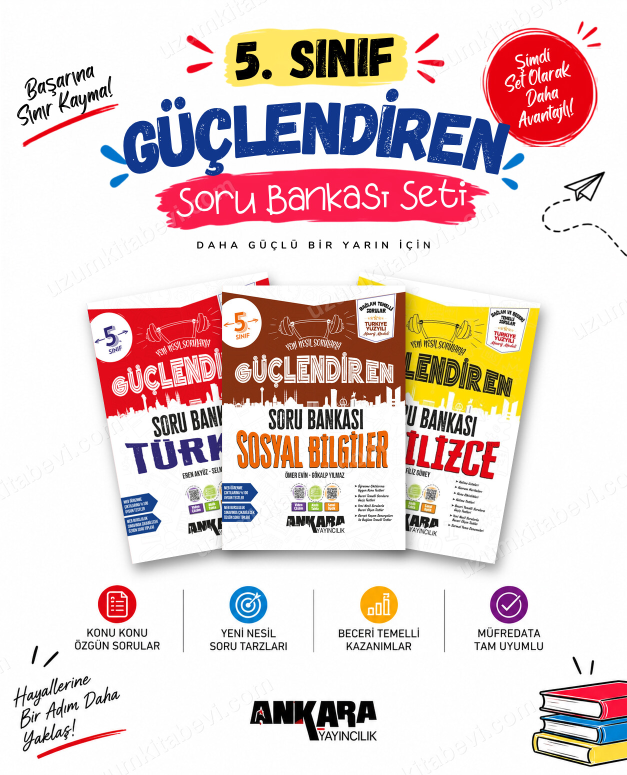 Ankara Yayıncılık 5. Sınıf Türkçe-Sosyal Bilgiler-İngilizce Güçlendiren Soru Bankası Seti (3 Kitap) - Ankara Yayıncılık kitap kapağı