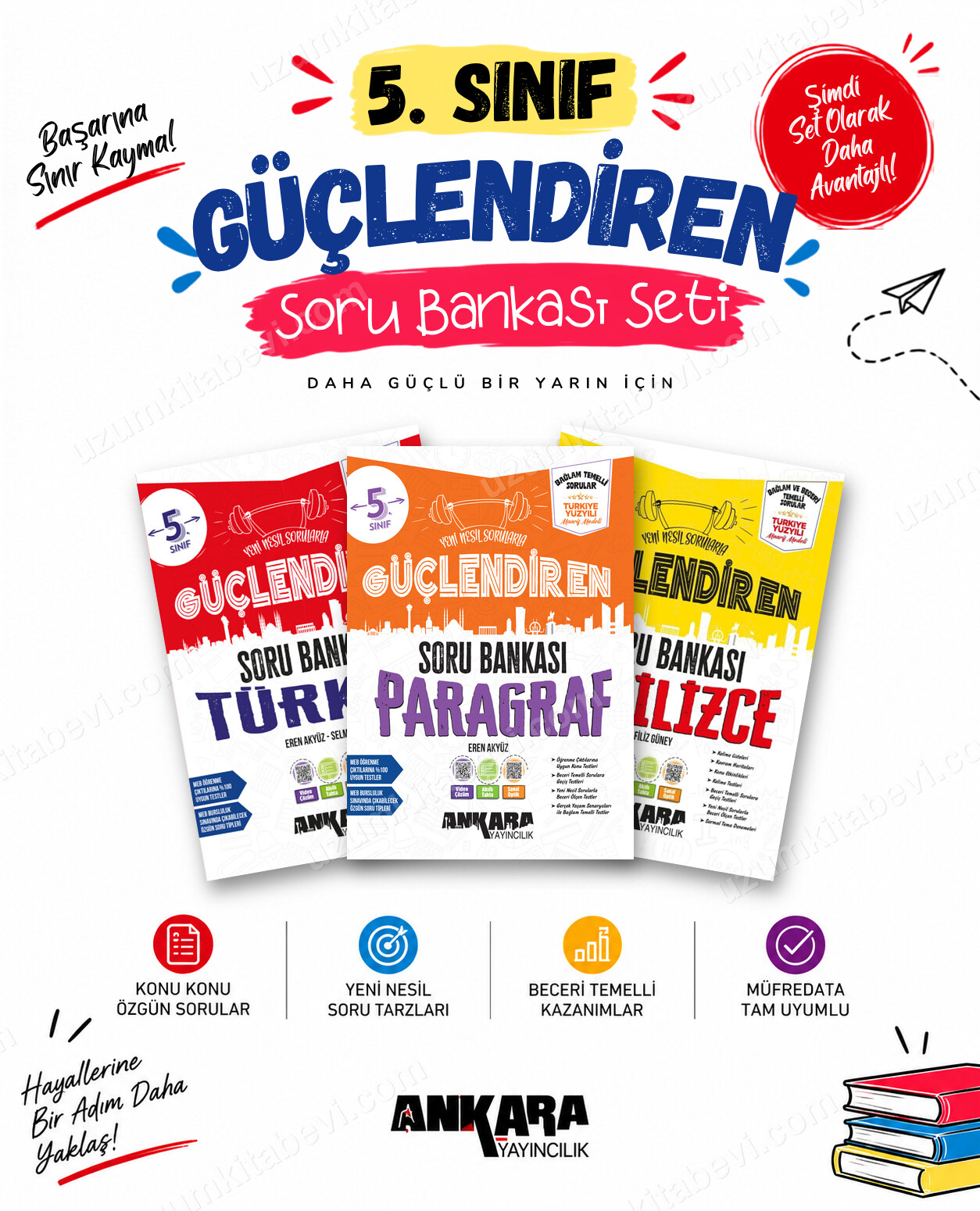 Ankara Yayıncılık 5. Sınıf Türkçe-Paragraf-İngilizce Güçlendiren Soru Bankası Seti (3 Kitap) - Ankara Yayıncılık kitap kapağı